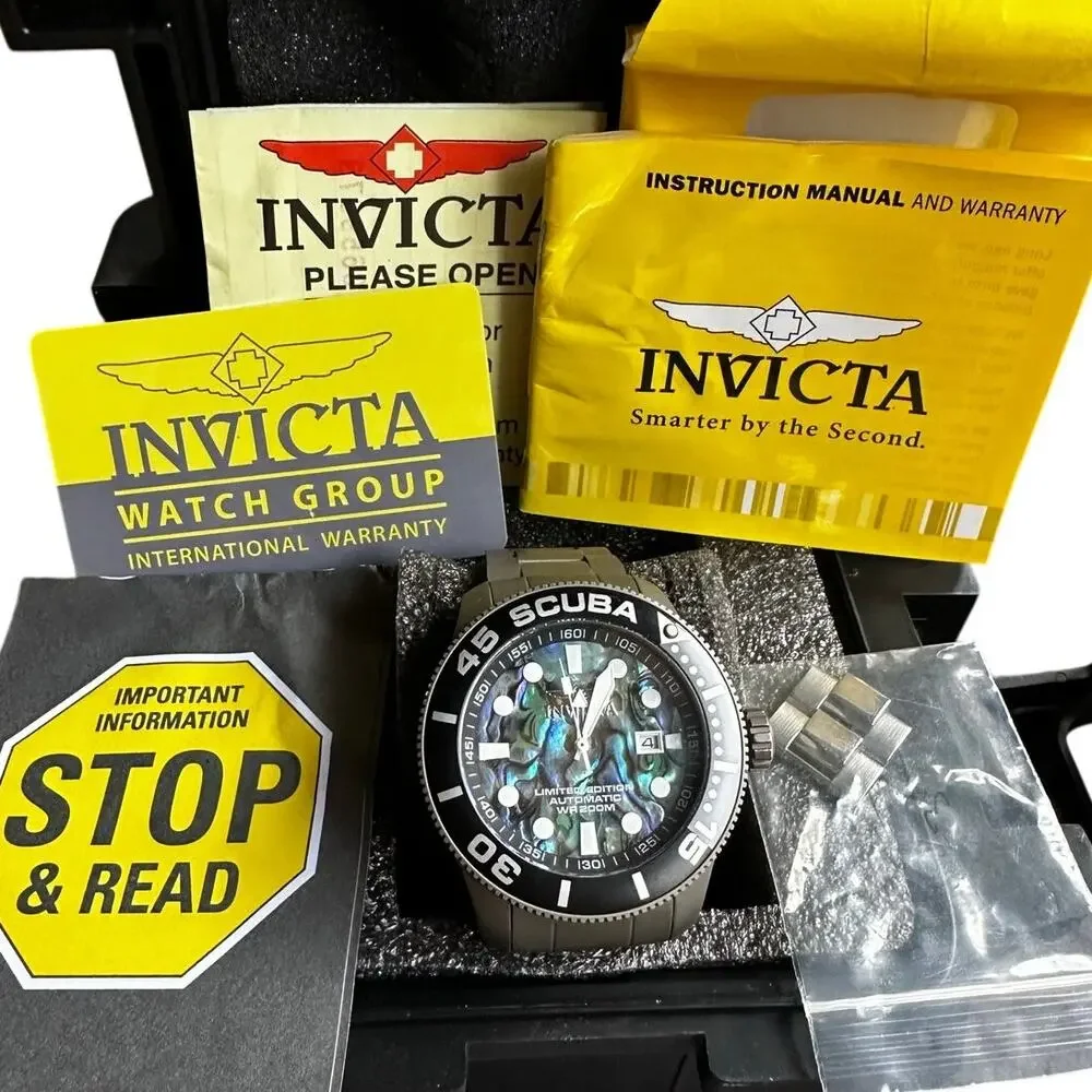 Invicta TI-22 Titanium Automatic Scuba 22082 Abalone Dial Watch Box Papers